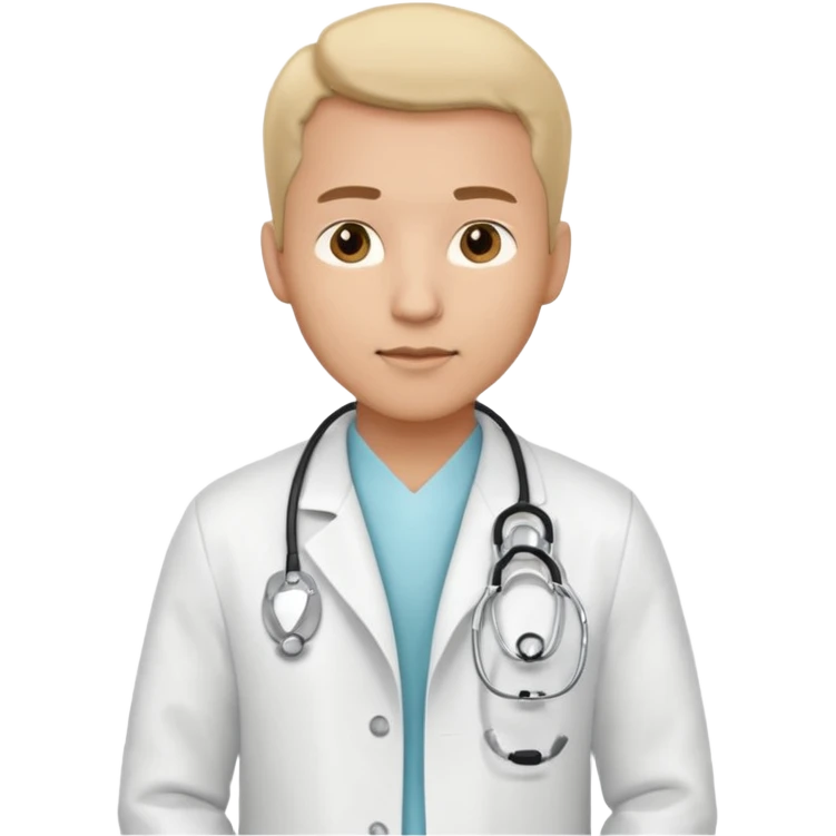 Cardiac sonographe male long white coat or scrubs emoji