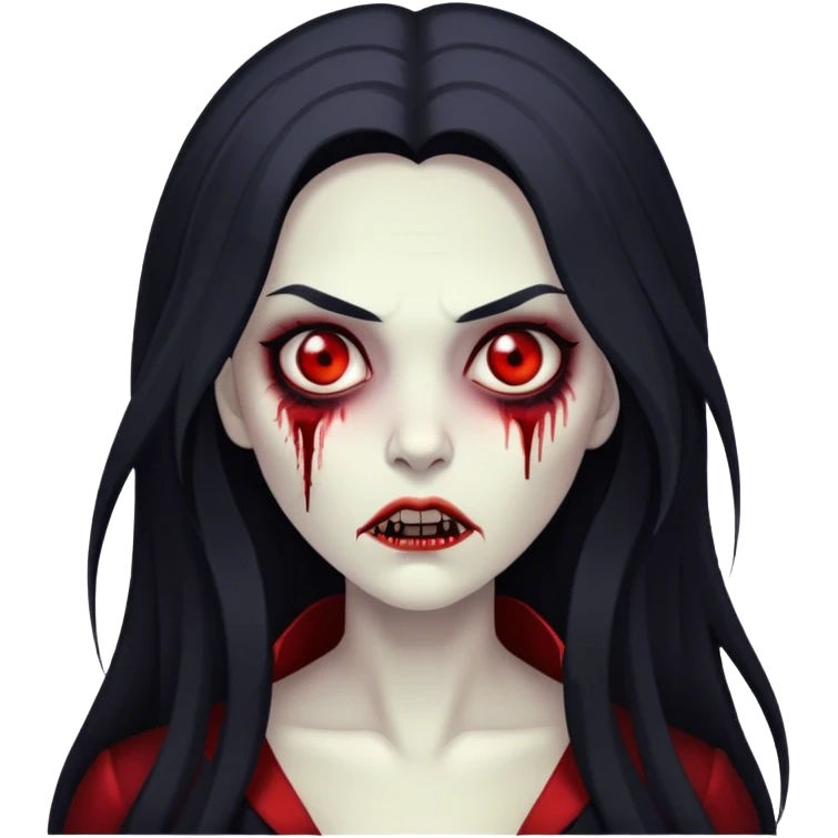Um zombie vampiro cabelo preto e olhos vermelhos mulher cabelo longo  emoji