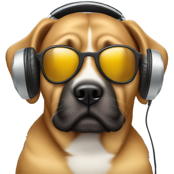 Dog with headphones and gunglasses emoji