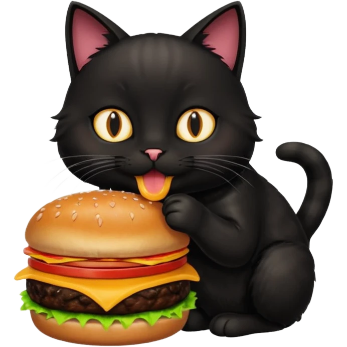 Black cat eating hamburger  emoji