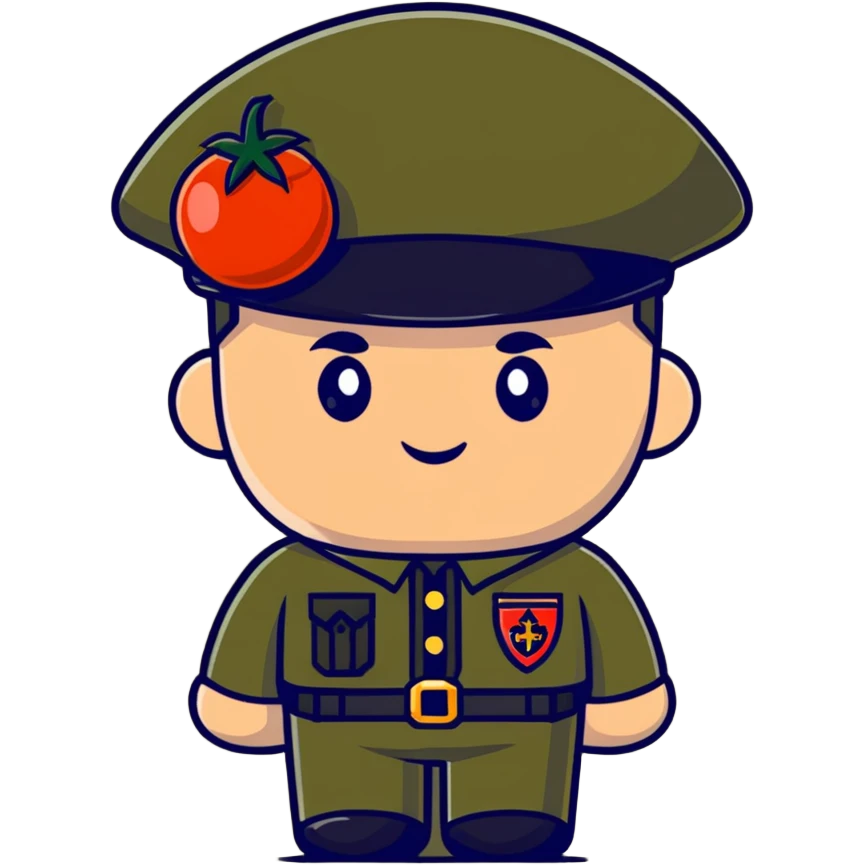 Tomato wearing Napoleon Bonaparte's bicorne hat and military officer uniform emoji