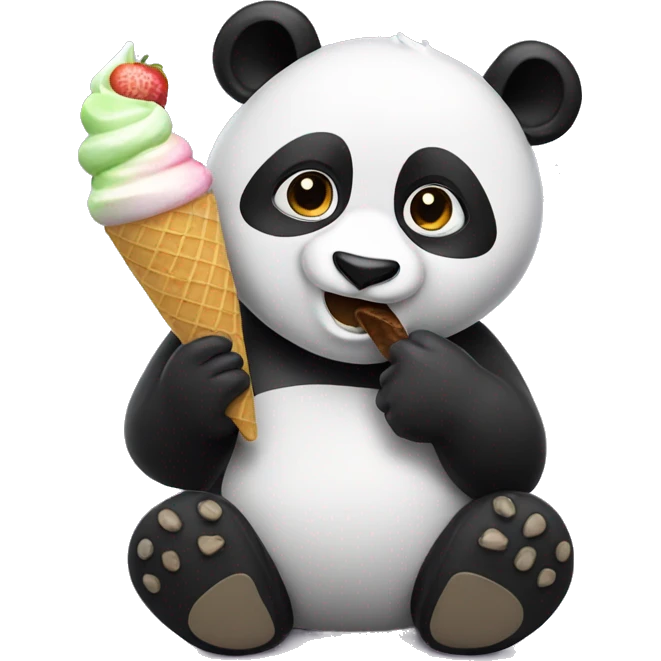 Panda eating ice cream emoji