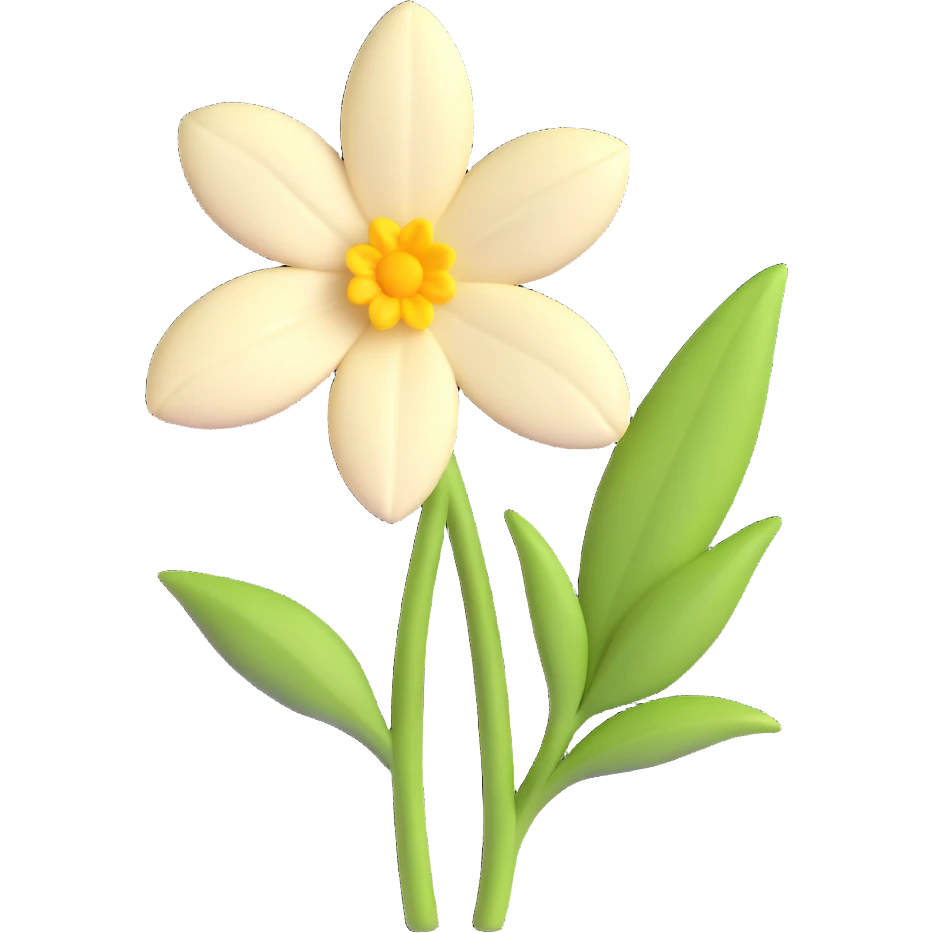 vanilla icon with vanilla bean and flower, warm and luxurious, 3D emoji style emoji