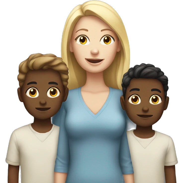 White woman with 4 boys  emoji