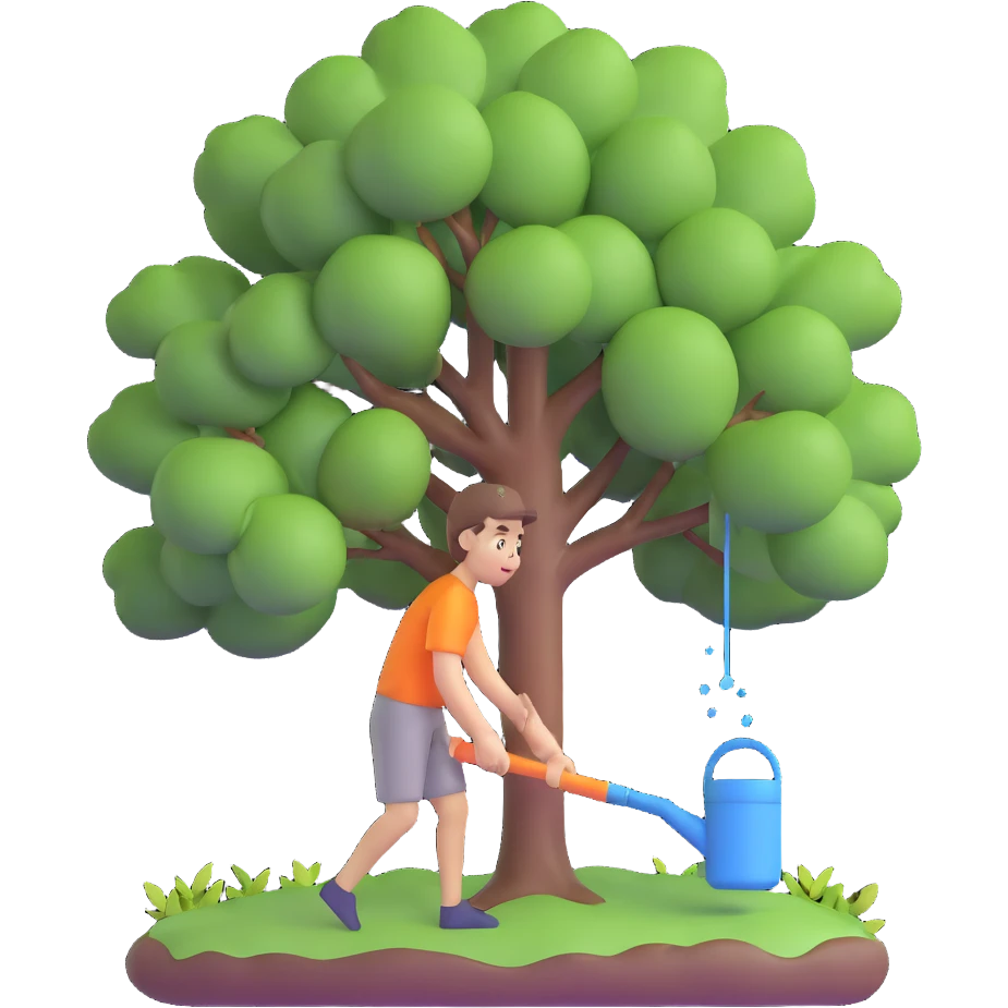 18 year old boy watering a tree emoji