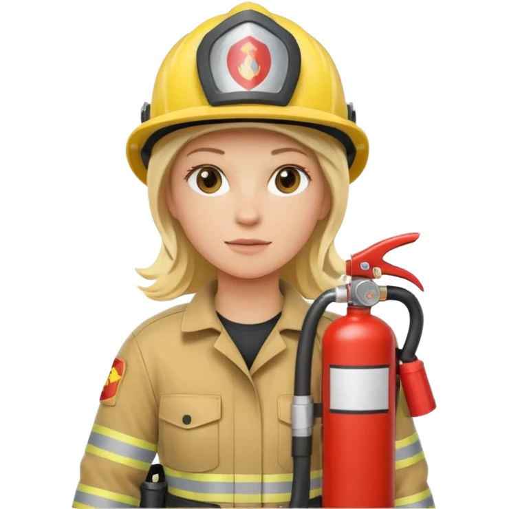Firefighter with respiratory protection, blonde female, with fire extinguisher emoji