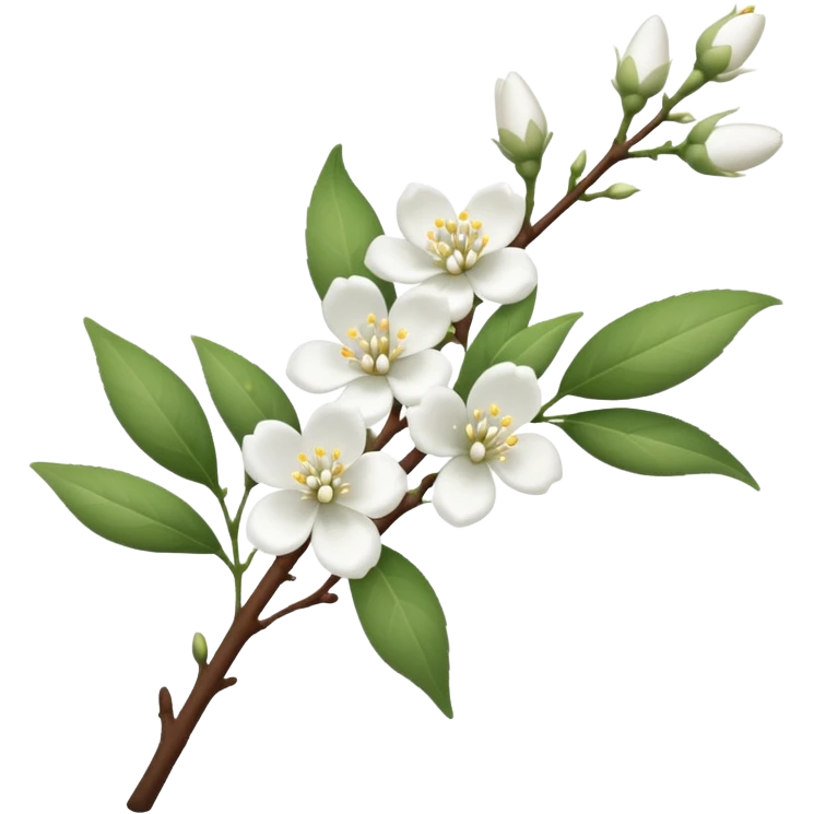a branch with flowering white buds and flowers emoji