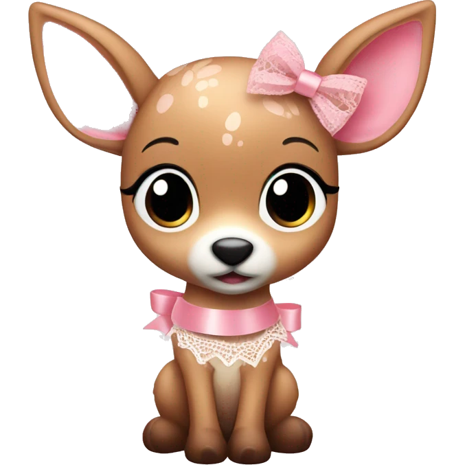 Cute pink fawn with lace ribbon emoji