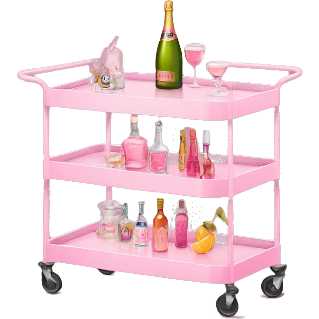Girly bar cart with pink emoji