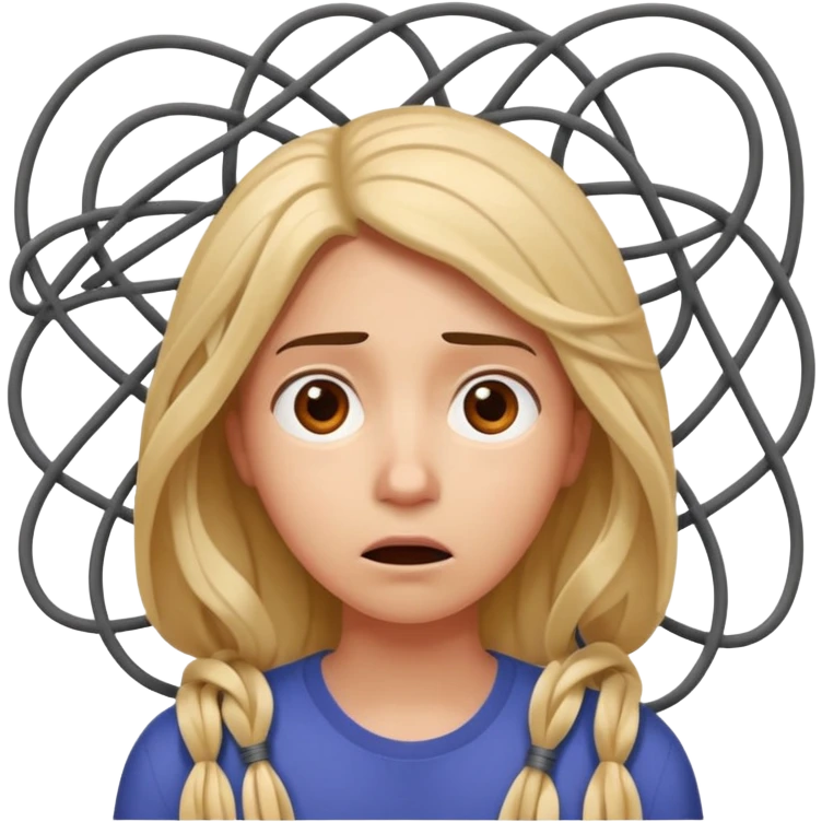 confused person looking at tangled neural network lines, afraid neural nets are too complex, expressive and vibrant emoji