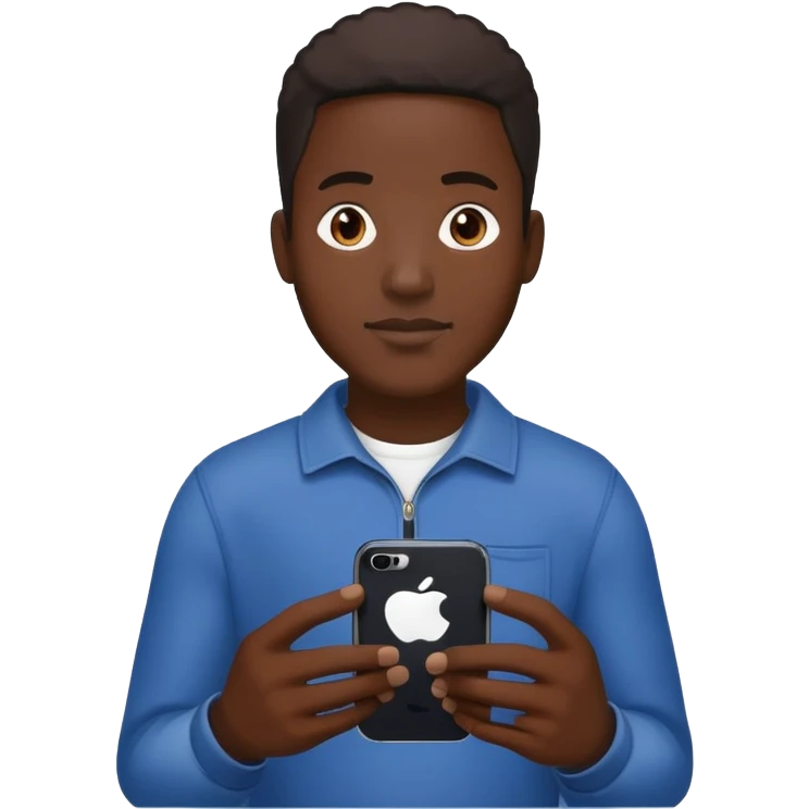 Black man holding an iPhone 14 Pro emoji