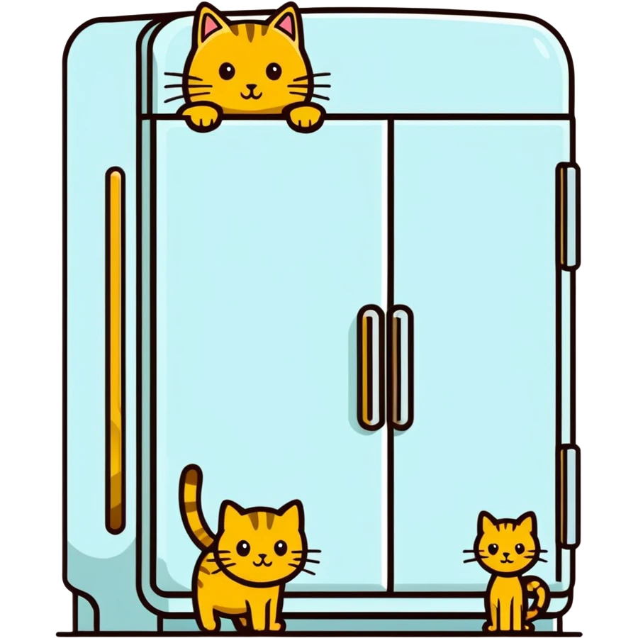 Golden cat in a refrigerator emoji