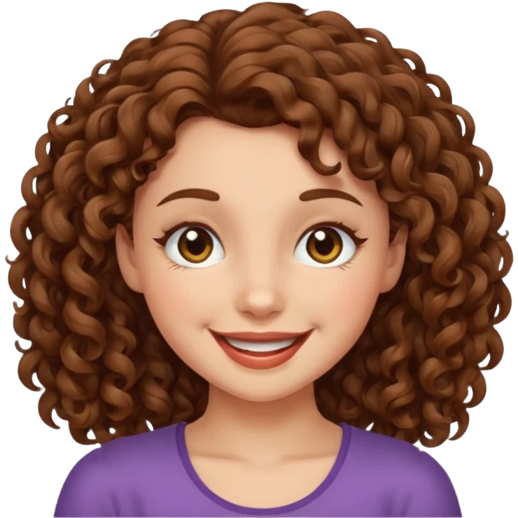 girl with brown curly hair, winking emoji