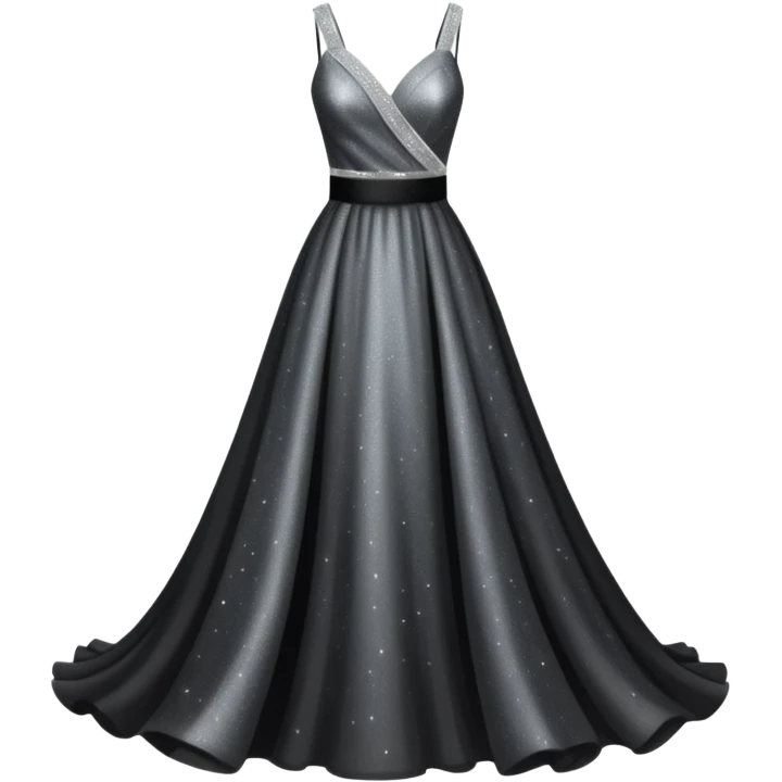 black glittery prom dress with silver sash  emoji
