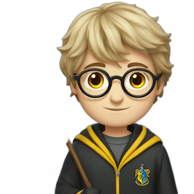 Harry Potter holds a Ukrainian flag emoji
