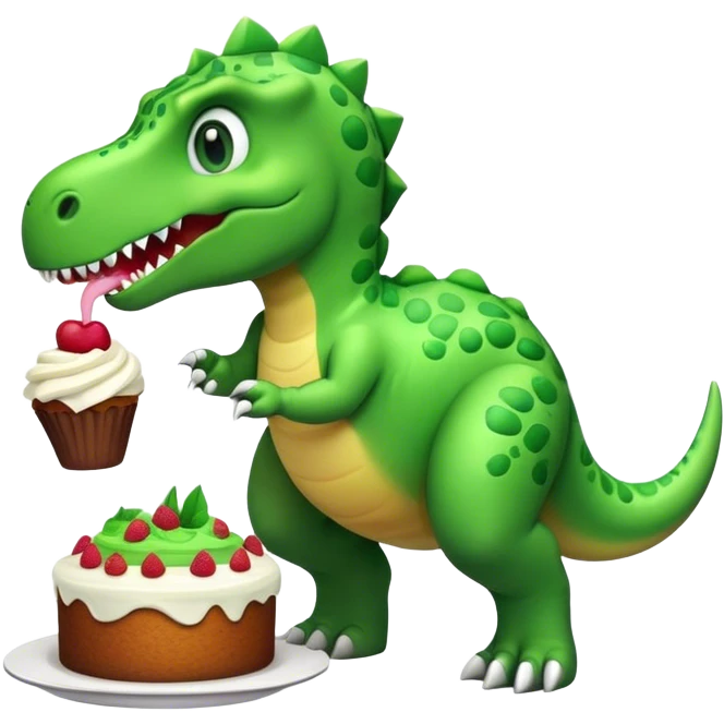 dinosaur eating cake emoji