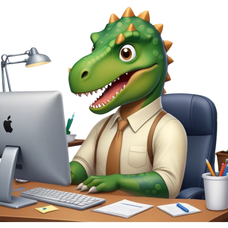 angry office dinosaur working late emoji