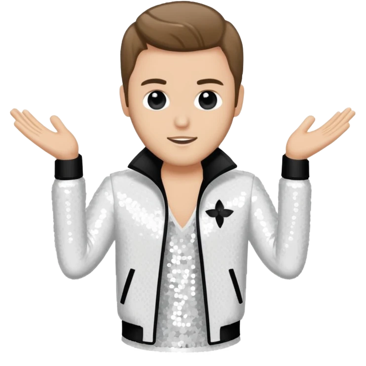 Blake Lewis, Pop Singer (b.1981) with white sequin outfit emoji