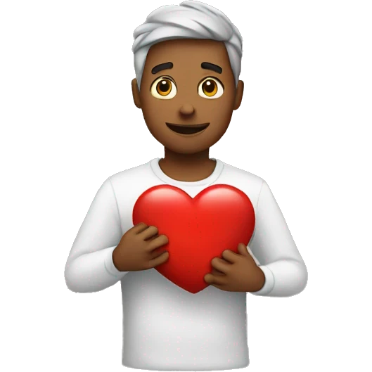 Guy holding a heart emoji