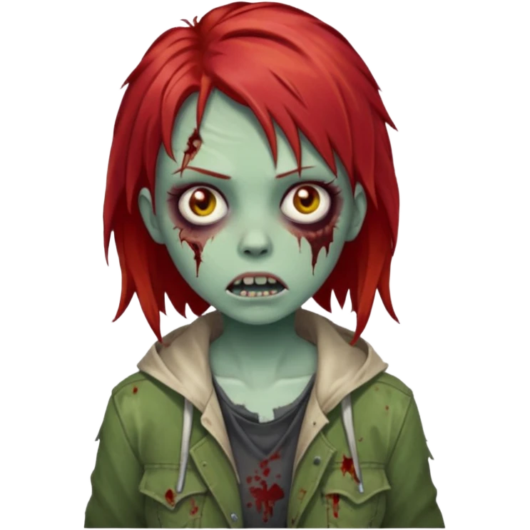 garota zumbi com o cabelo vermelho emoji
