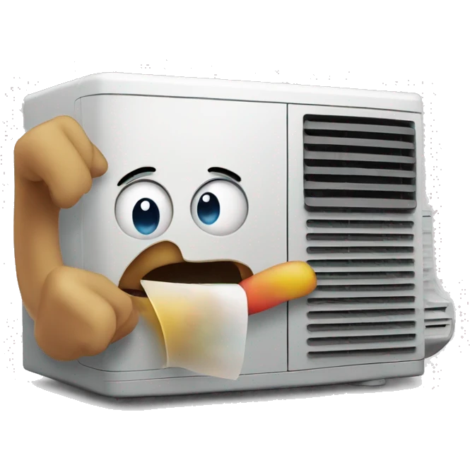 Air conditioner eating a tv emoji