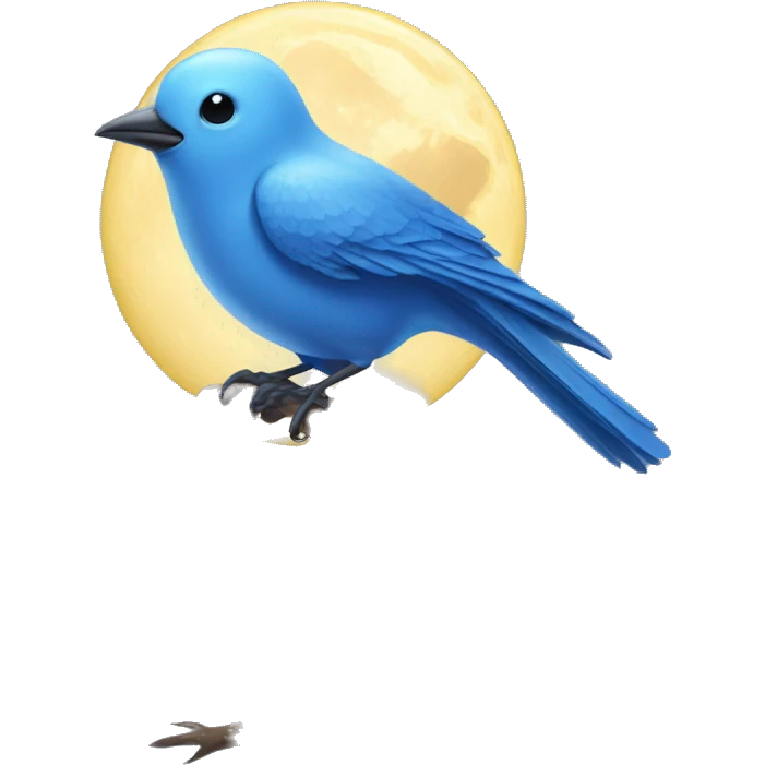 Mystic blue bird with the full moon emoji