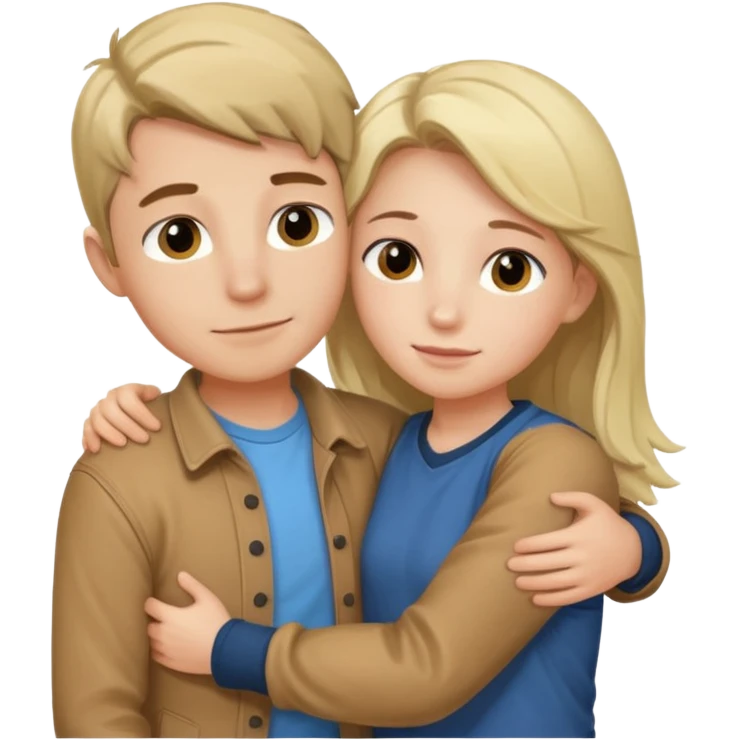 Couple hugging each other but the boy has mustang emoji