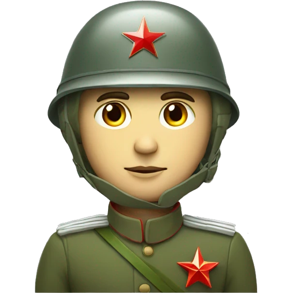 ussr soldier serious with military helmet with red star emoji