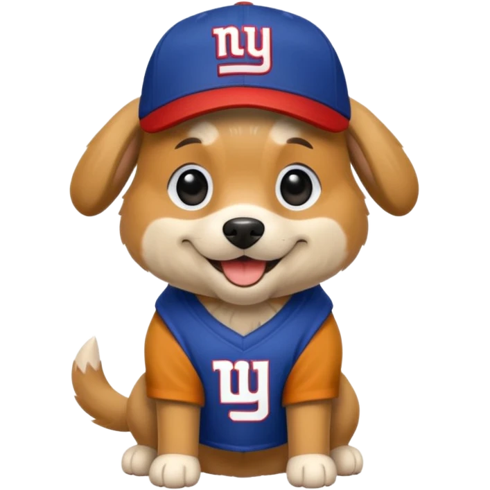 Dog wearing giants cap emoji