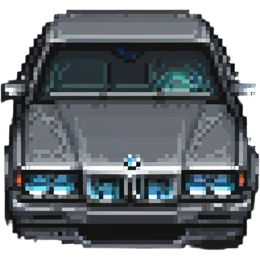 BMW car with kidney grille in Minecraft style emoji