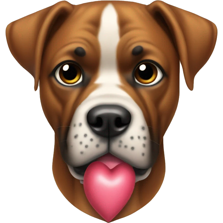 Perro boxer con un corazon emoji