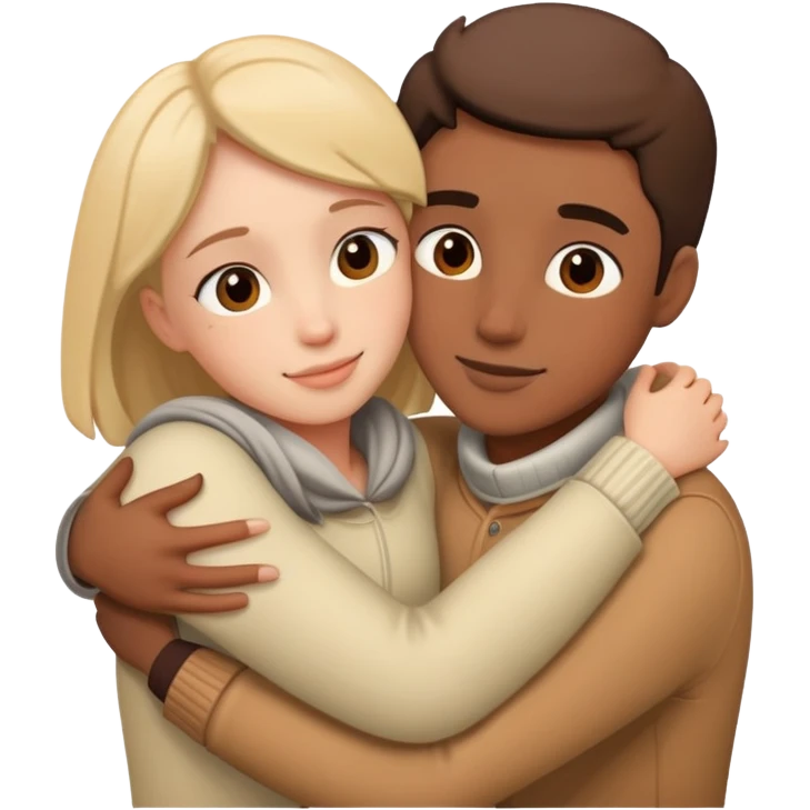 Two people embracing in a warm hug emoji