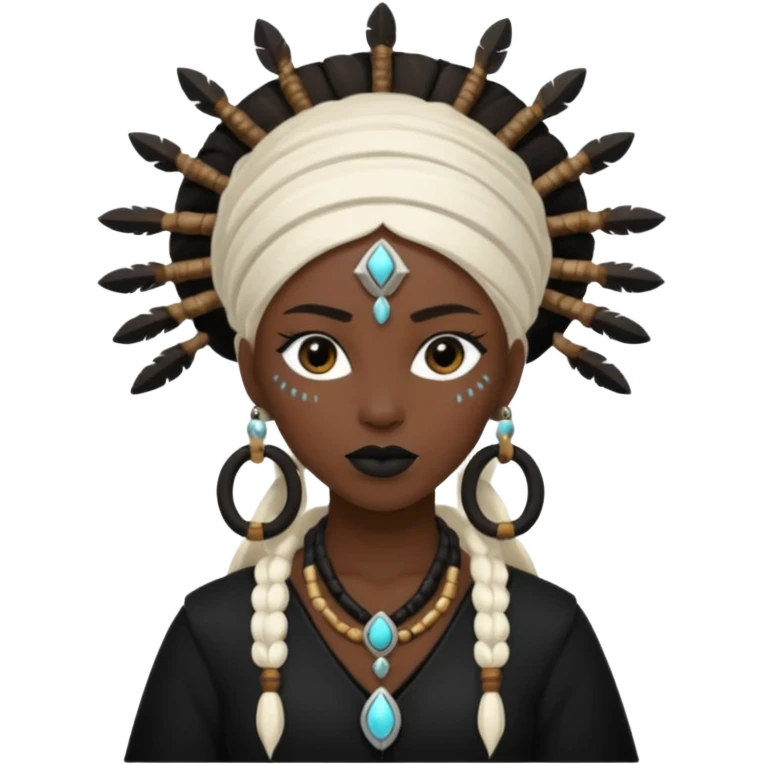 white shaman woman black clothes black accesories  emoji