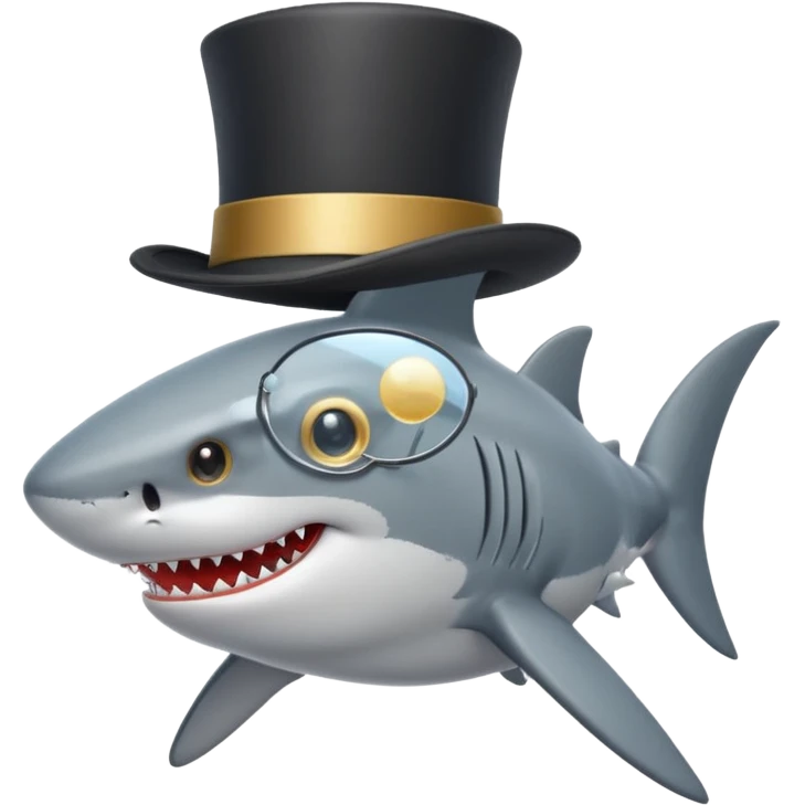 Shark with a top hat emoji