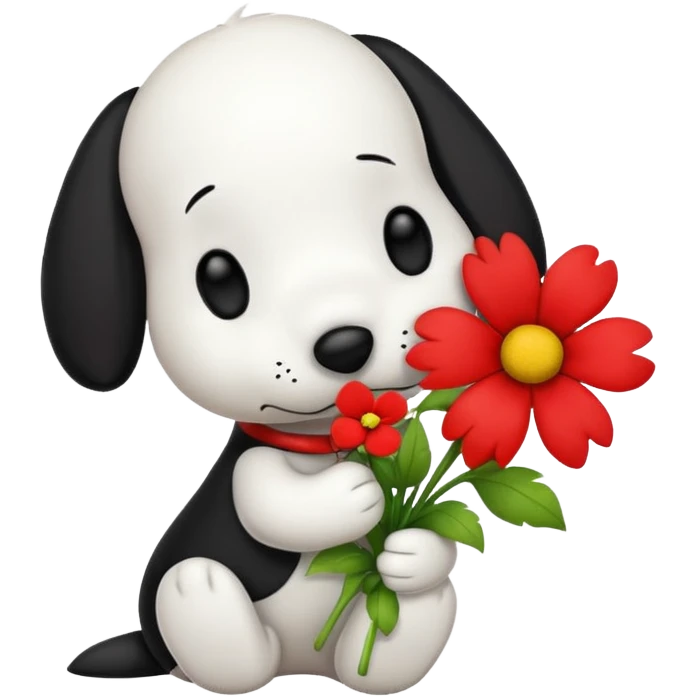 snoopy kissing flowers emoji