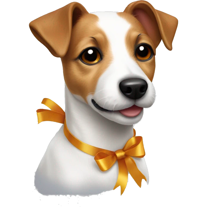 Jack Russell terrier with ribbon emoji