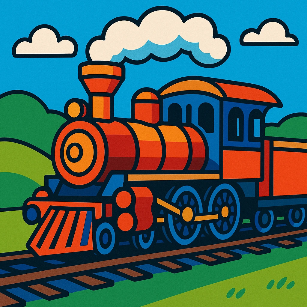 classic train, vibrant toon style emoji