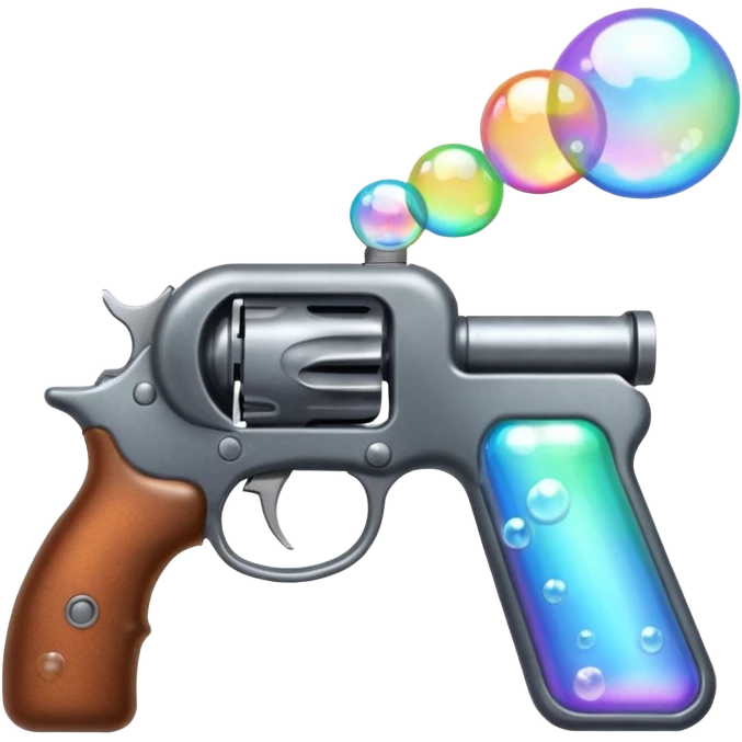 The gun blows bubbles. emoji