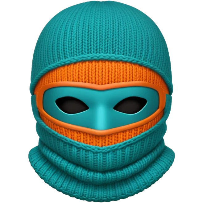 teal and orange ski mask emoji