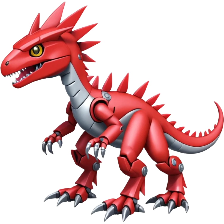 Spiky Cool Edgy Futuristic shiny colorful Digimon-Fakemon-Guilmon-Velociraptor-Mecha full body emoji