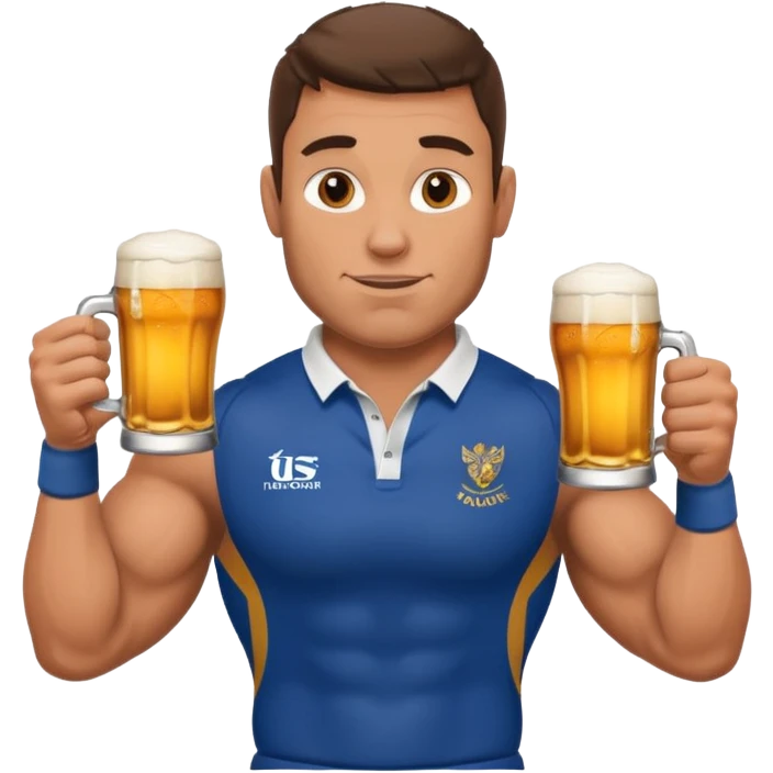 Rugby player with beer emoji