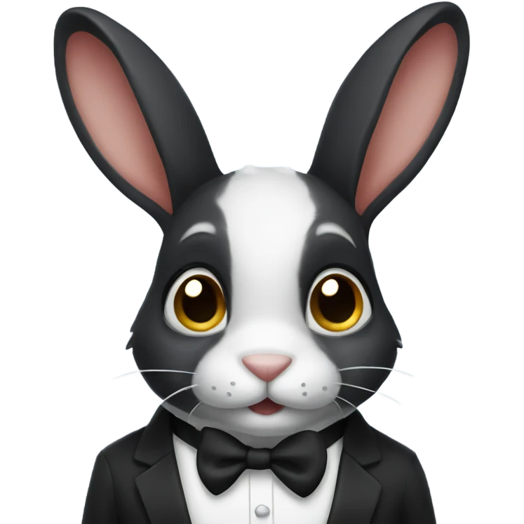 Black rabbit in tuxedo  emoji