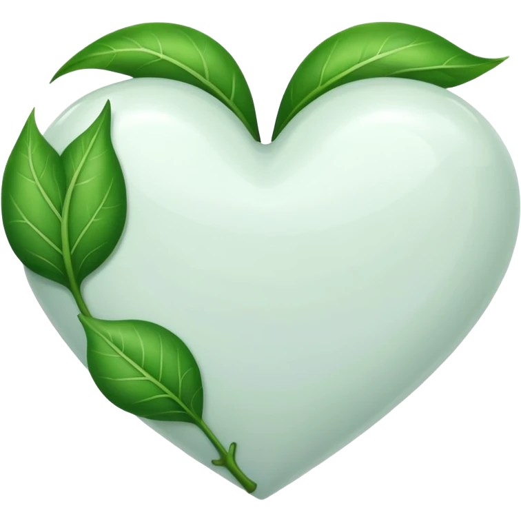 white heart with a leaf emoji