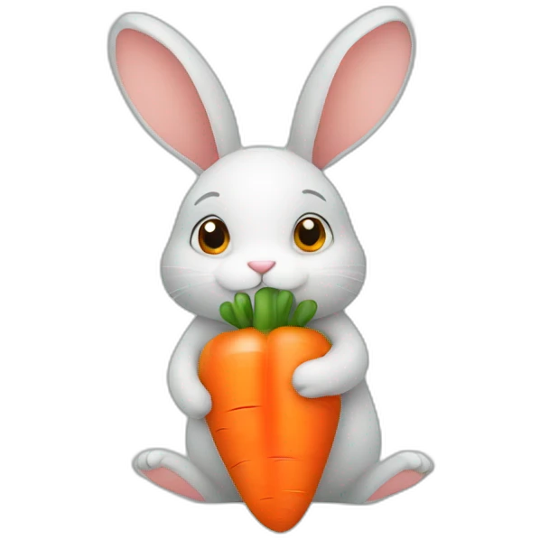 Rabbit cuddling a carrot emoji