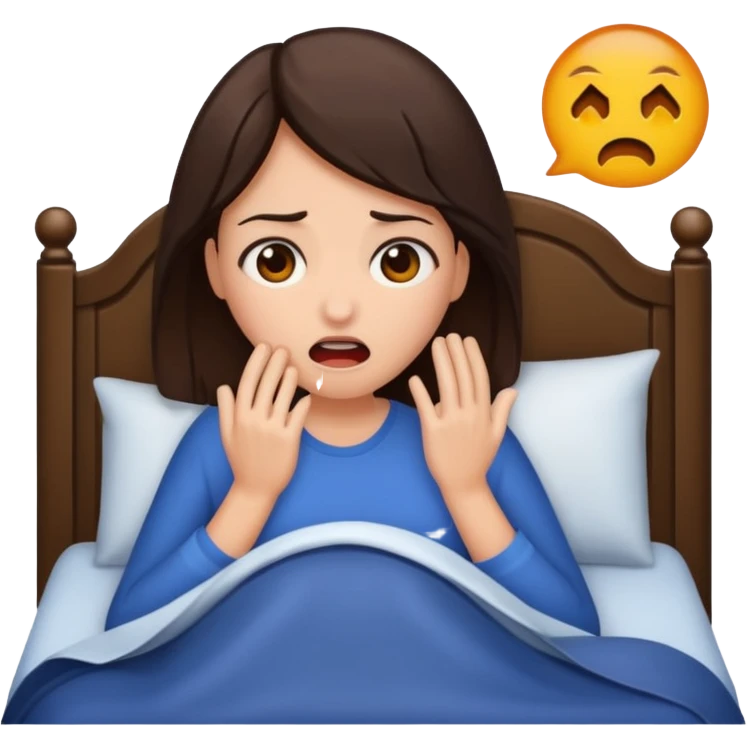 brunette woman having nightmare emoji