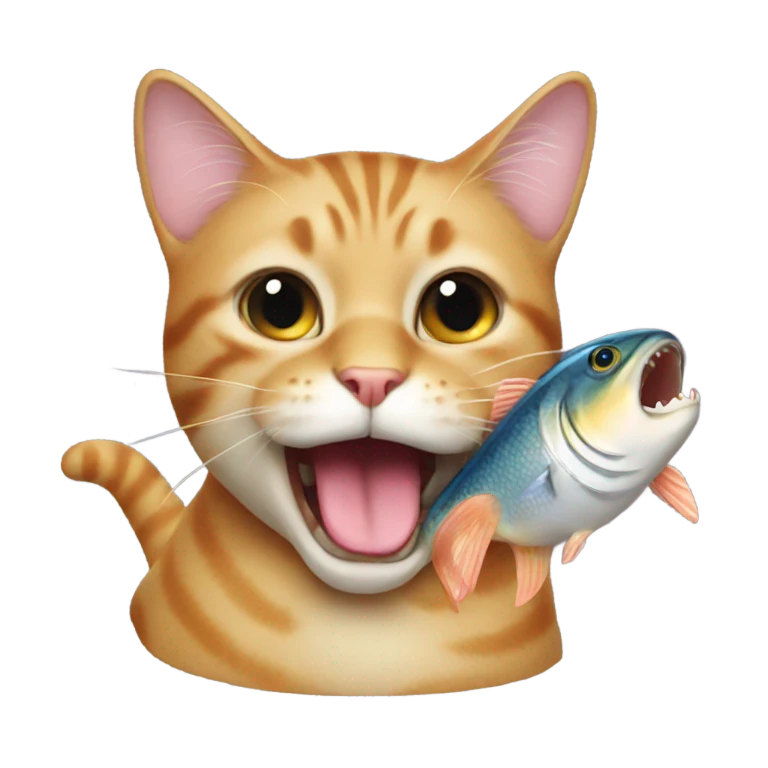 Cat with fish in mouth emoji