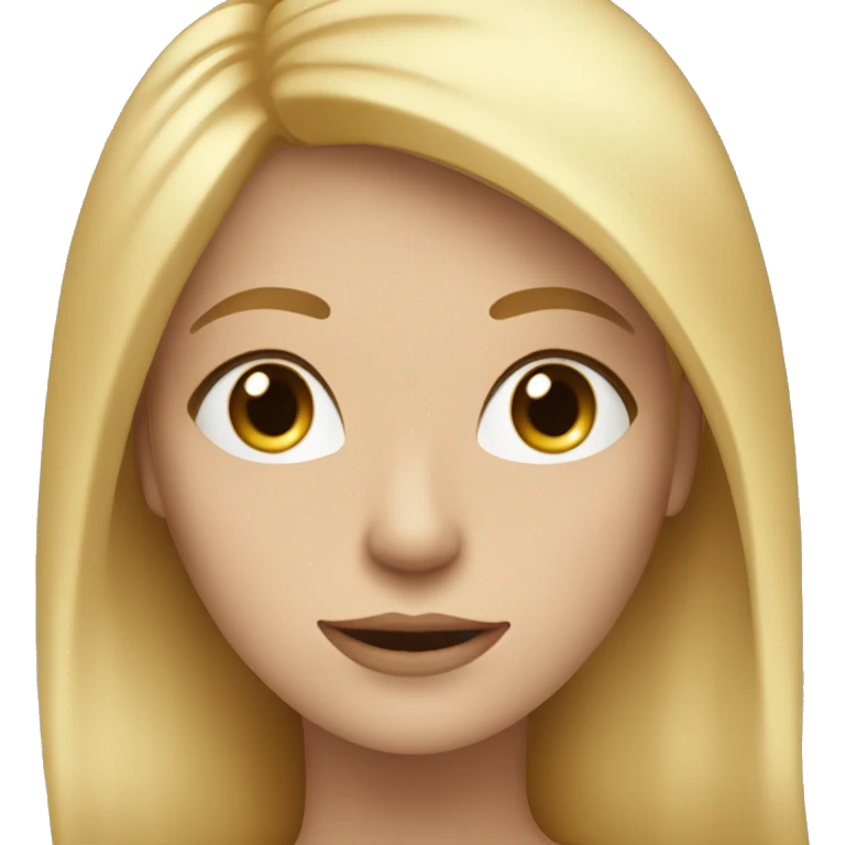 Vrouw met blond haar tot midde blauwe ogen emoji