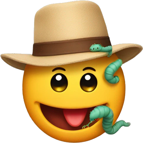 Worm wearing a hat emoji