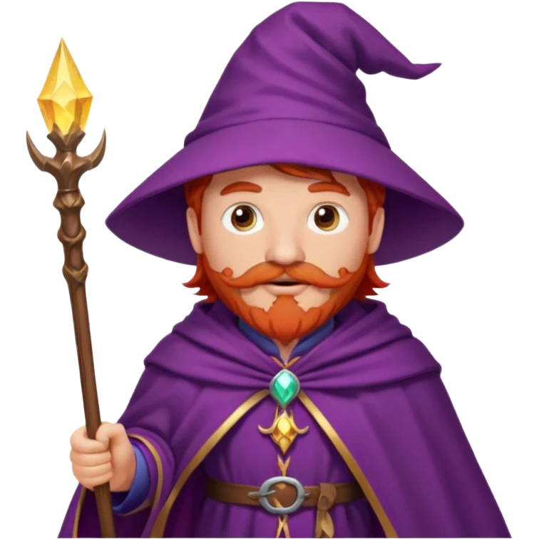 red haired wizard with mustache, purple cloack emoji
