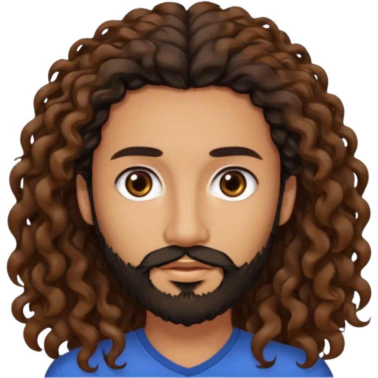 pareja de Mujer morena rizada cabello largo castaño ojos oscuros y hombre piel clara cabello negro con barba  y ojos marron emoji